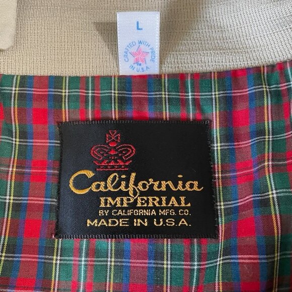 California Imperial Mens Large Harrington Jacket Tan USA Made Lined Workwear - Picture 3 of 9